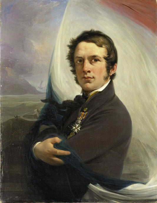Portrait of Jacob Hobein, Rescued the Dutch Flag under Enemy Fire, 18 March 1831 – Jan Willem Pieneman (signed by artist) Vintage Portrait Art Print | Wall Art Poster