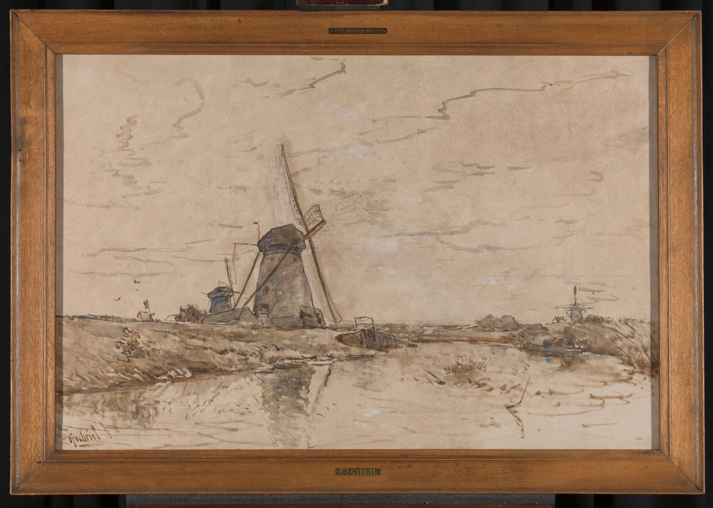 Landscape with Windmills – Paul Joseph Constantin Gabriël (mentioned on object) Vintage Landscape Art Print | Wall Art Poster
