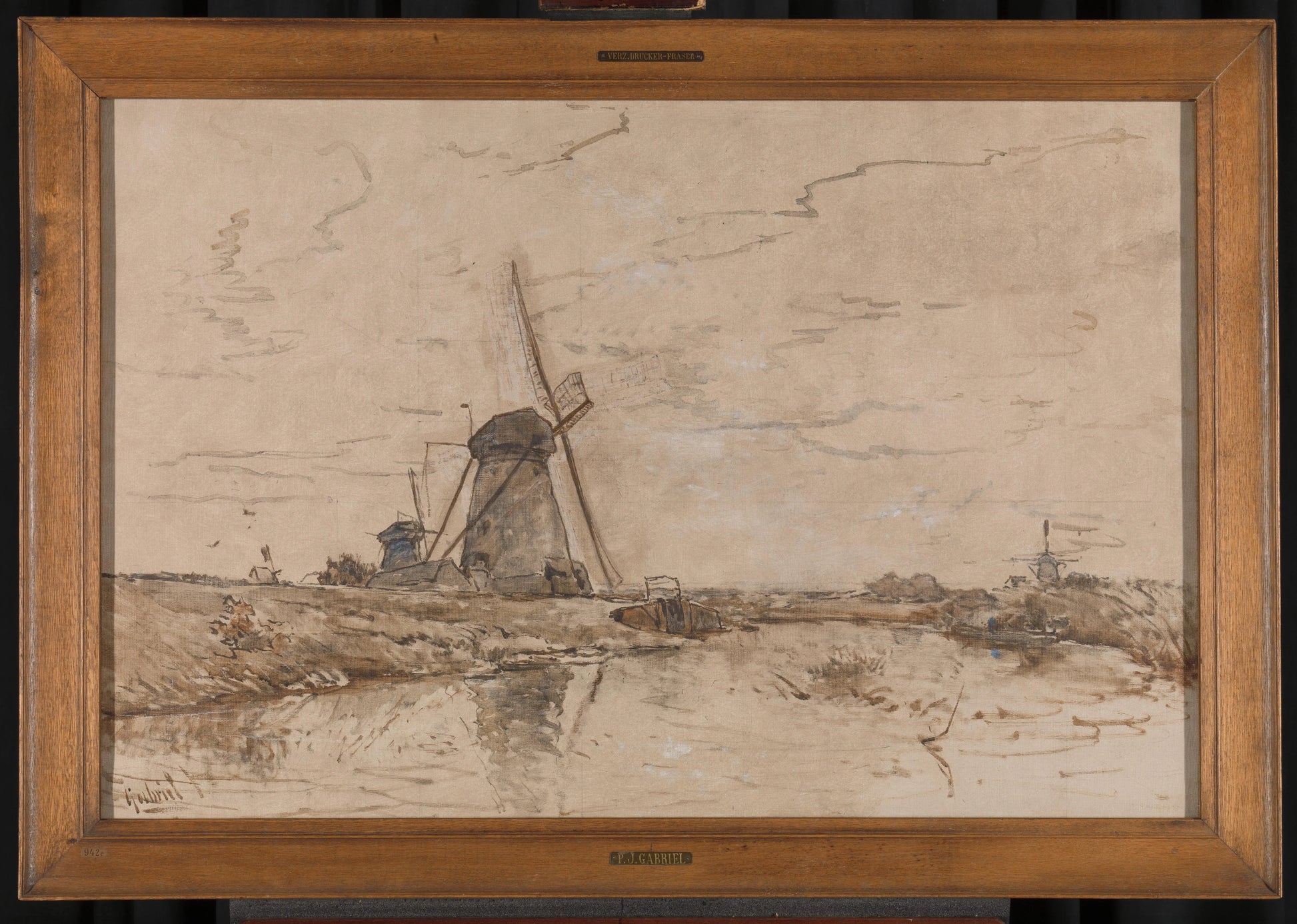 Landscape with Windmills – Paul Joseph Constantin Gabriël (mentioned on object) Vintage Landscape Art Print | Wall Art Poster