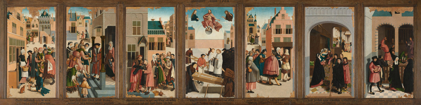 The Seven Works of Mercy – Master of Alkmaar Vintage Cityscape Art Print | Wall Art Poster