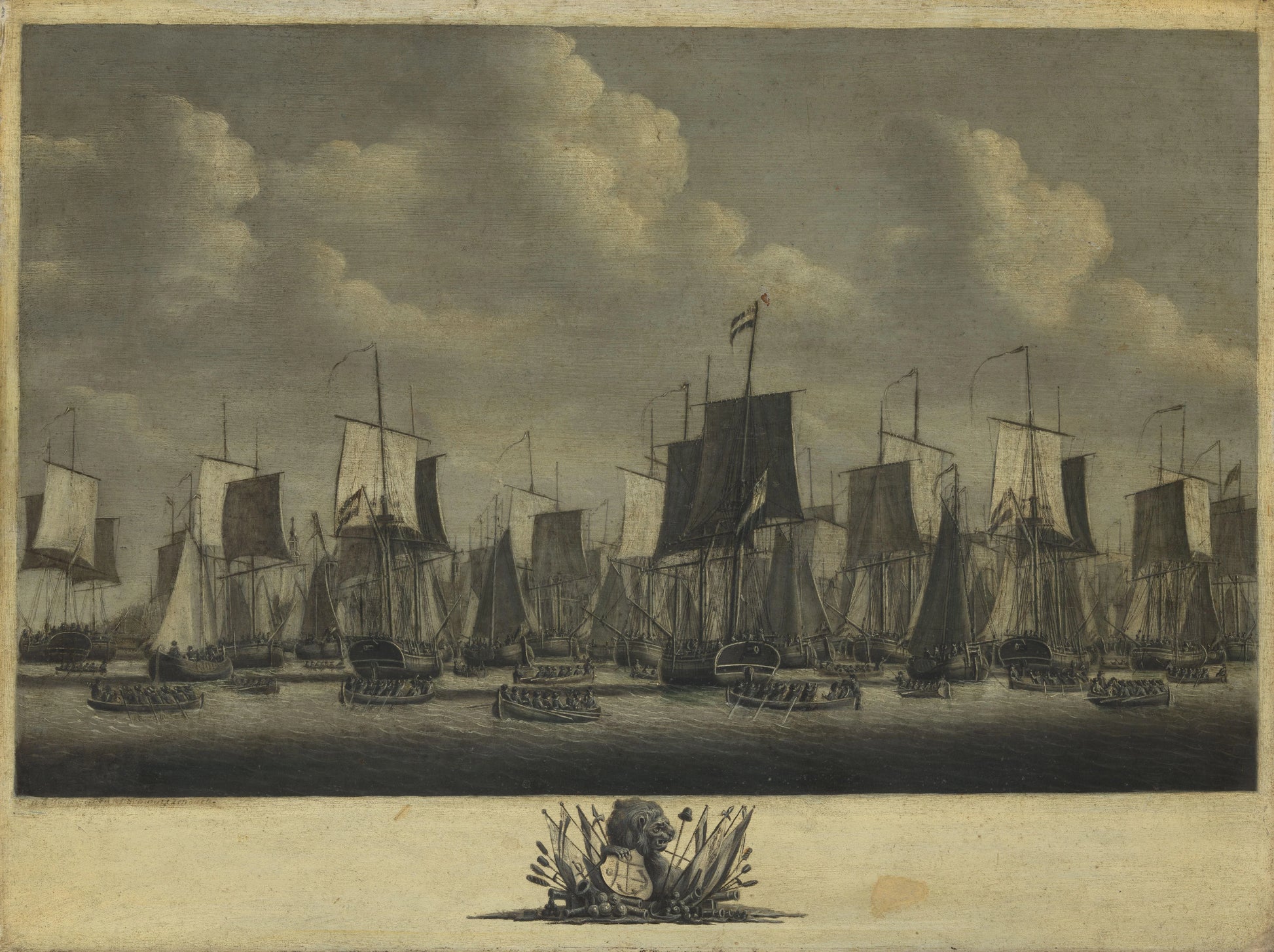 The Fleet Leaving the Port of Vlissingen, 1804 – Engel Hoogerheyden Vintage Harbour Scene Art Print | Wall Art Poster