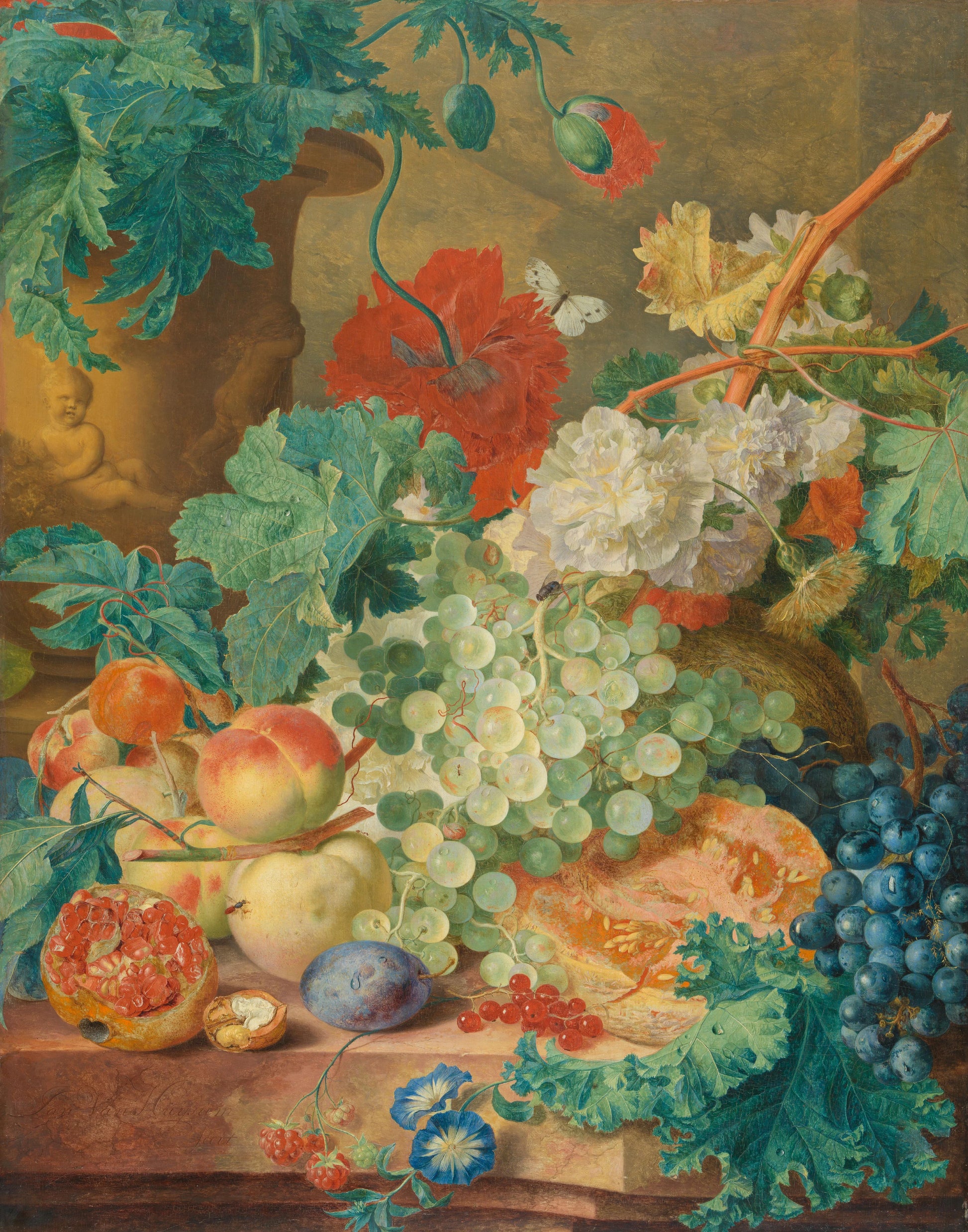 Still Life with Flowers and Fruit – Jan van Huysum Vintage Still Life Art Print | Wall Art Poster