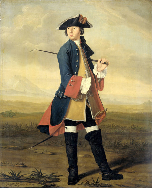 Portrait of Ludolf Backhuysen II, Painter, in the Uniform of the Dragoons – Tibout Regters (mentioned on object) Vintage Self-Portrait Art Print | Wall Art Poster