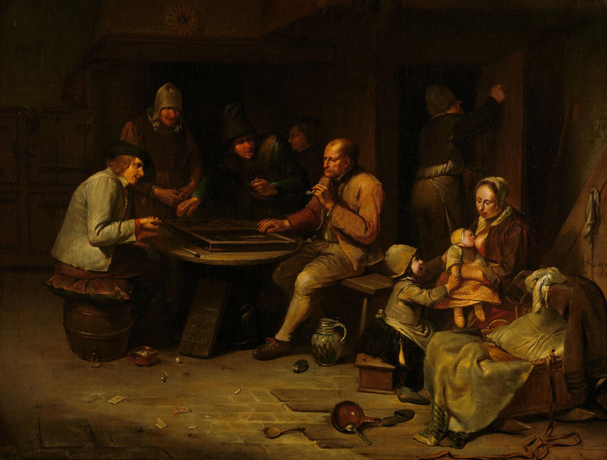 Ann Inn with Backgammon Players – Egbert van Heemskerck (I) (vermeld op object) Vintage Art Print | Wall Art Poster