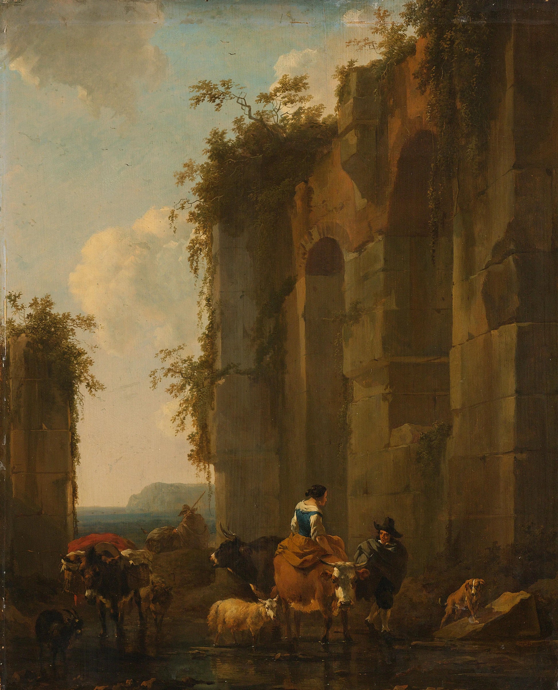 Ruins in Italy – Nicolaes Pietersz. Berchem Vintage Landscape Art Print | Wall Art Poster