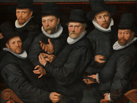 Six Wardens of the Drapers’ Guild – Pieter Pietersz. (I) Vintage Portrait Art Print | Wall Art Poster