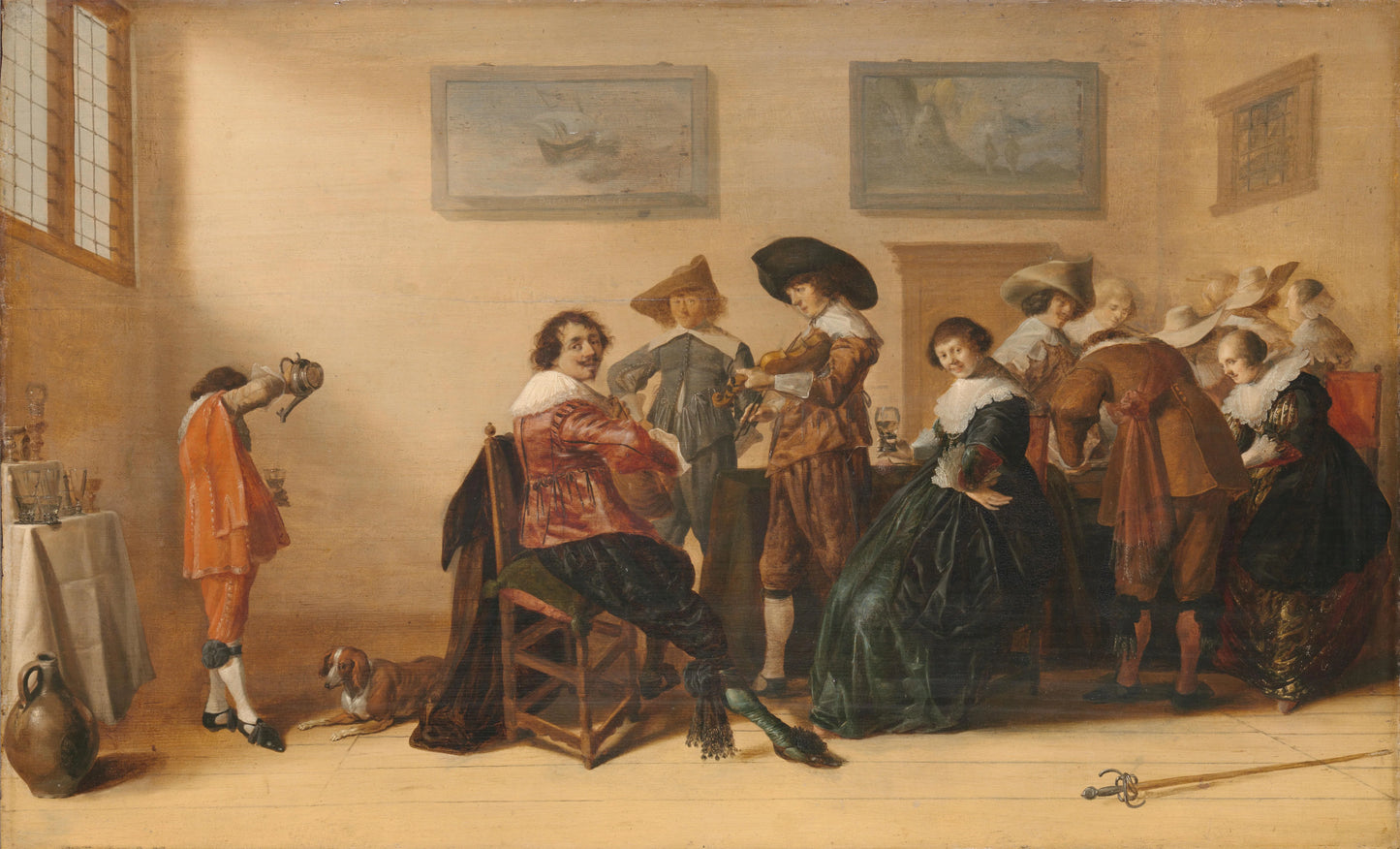 Merry Company in a Room – Anthonie Palamedesz (signed by artist) Vintage Art Print | Wall Art Poster