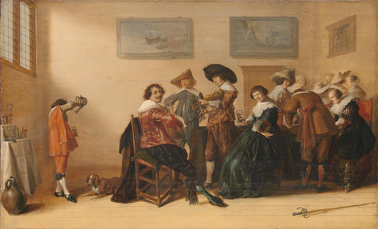 Merry Company in a Room – Anthonie Palamedesz (signed by artist) Vintage Art Print | Wall Art Poster