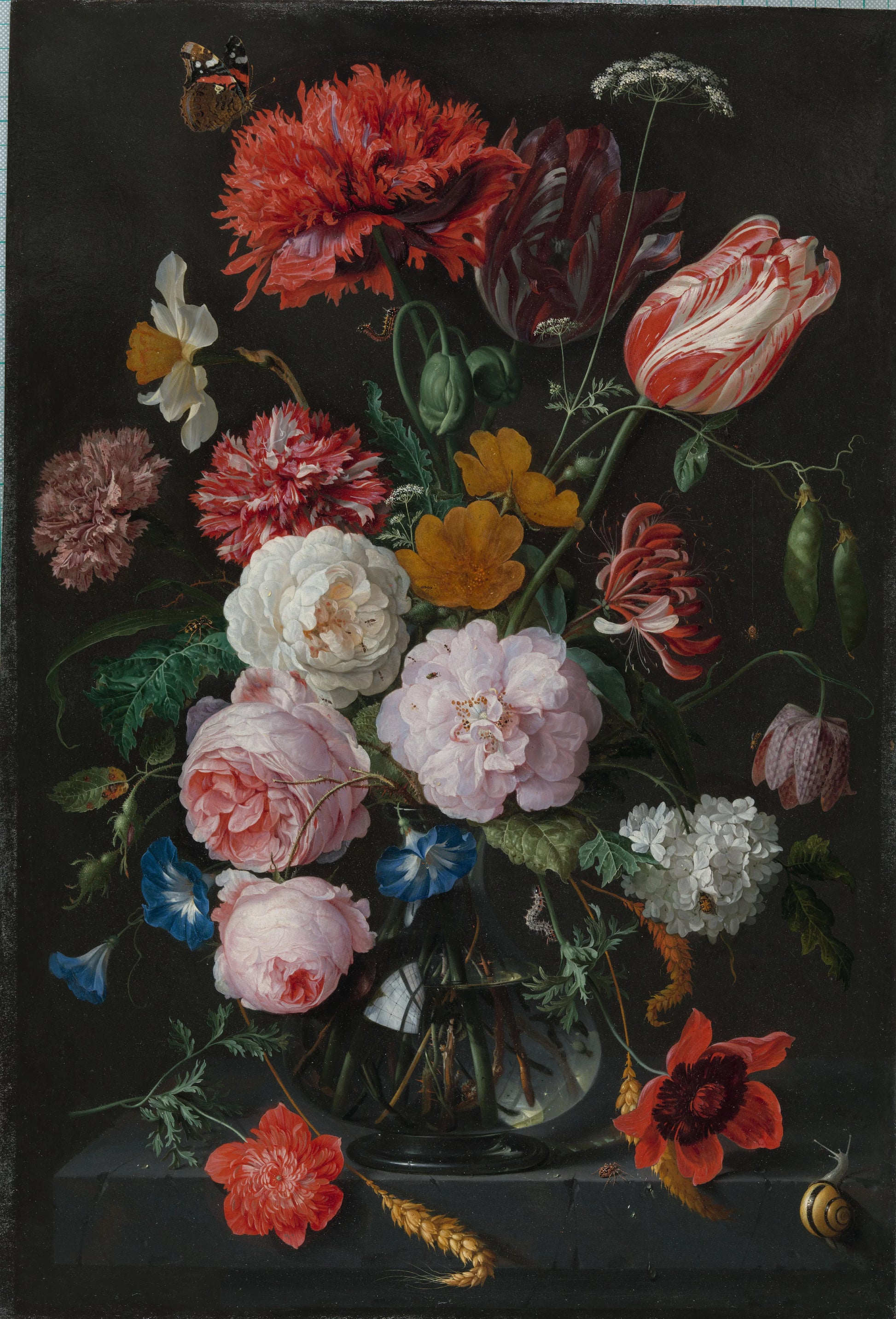 Still Life with Flowers in a Glass Vase – Jan Davidsz. de Heem Vintage Still Life Art Print | Wall Art Poster