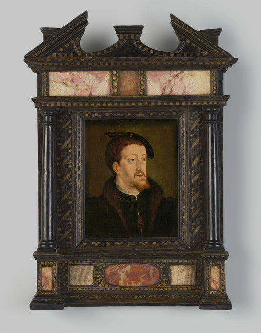 Portrait of Charles V, Holy Roman Emperor – manier van Jan Cornelisz. Vermeyen Vintage Portrait Art Print | Wall Art Poster