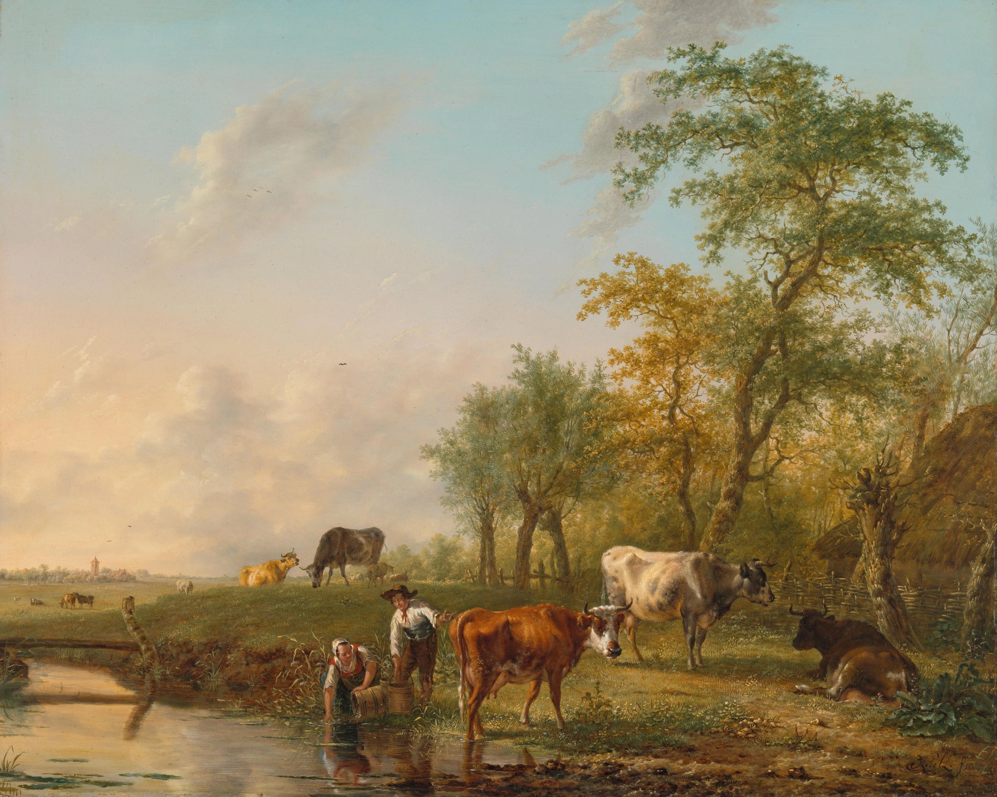 Landscape with Cattle – Jan Kobell (II) Vintage Landscape Art Print | Wall Art Poster