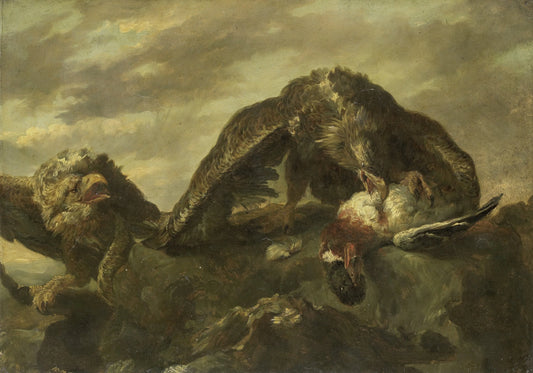 Eagles on the Cliffs – copy after Joannes Fijt Vintage Animal Study Art Print | Wall Art Poster