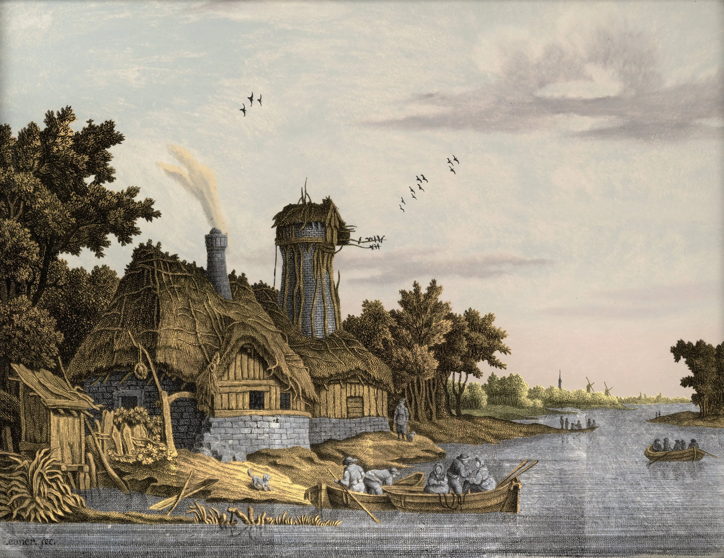 Mill along a River – Jonas Zeuner Vintage Landscape Art Print | Wall Art Poster