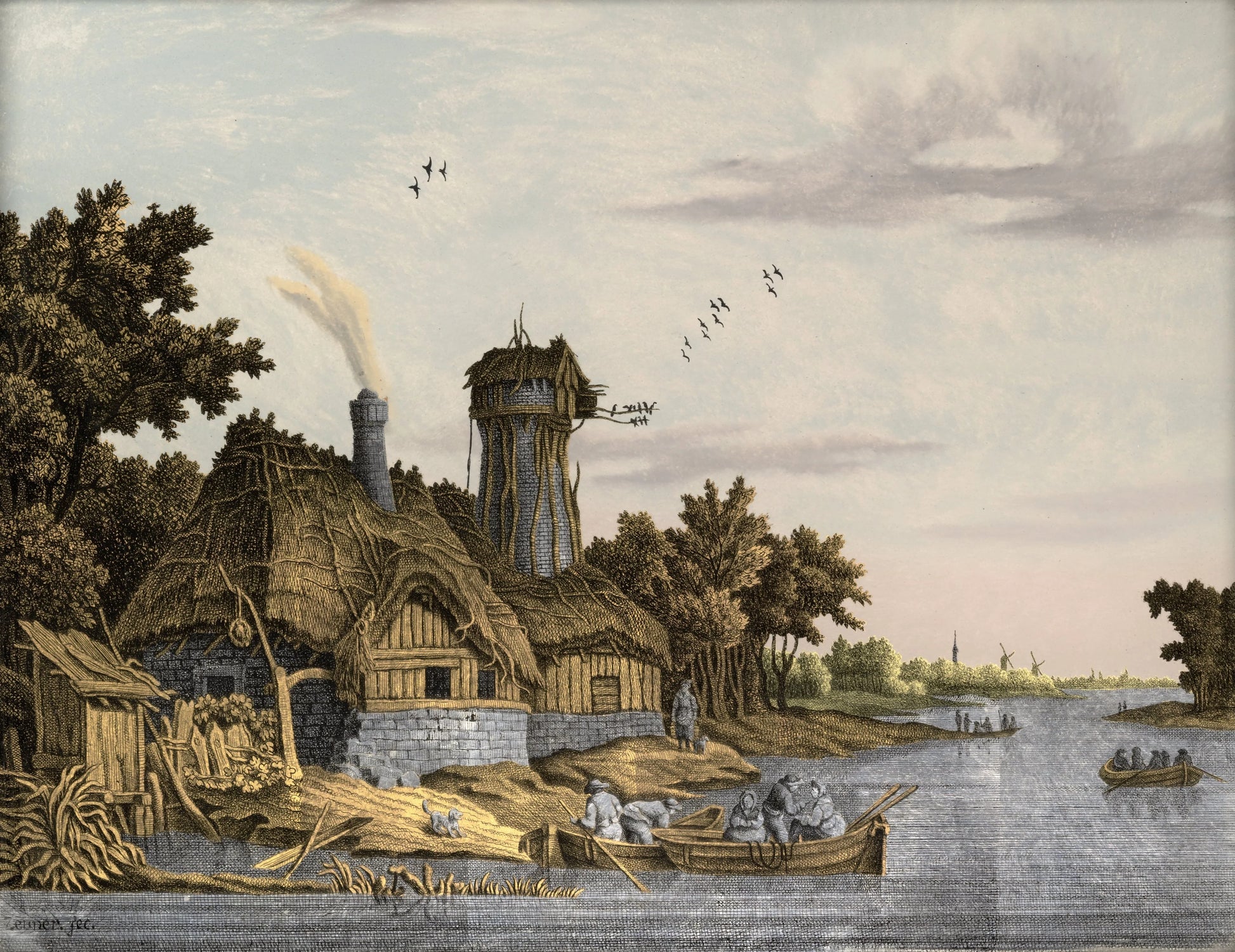 Mill along a River – Jonas Zeuner Vintage Landscape Art Print | Wall Art Poster