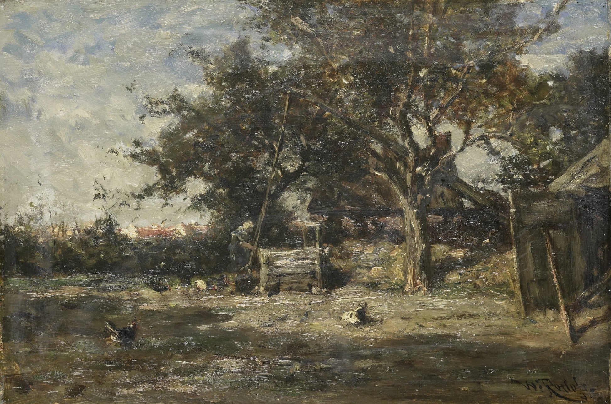 Boerenerf bij Noorden – Willem Roelofs (I) (vermeld op object) Vintage Landscape Art Print | Wall Art Poster