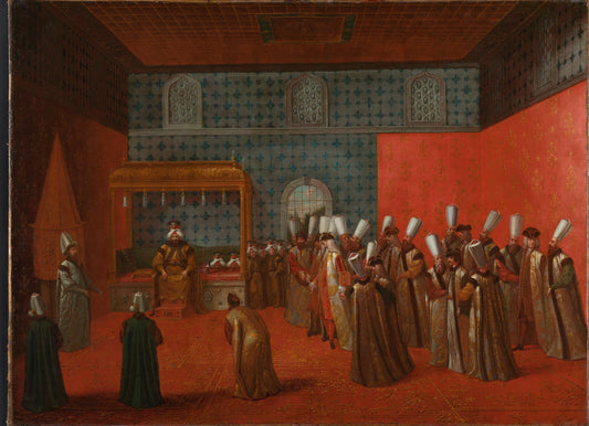 Ambassador Cornelis Calkoen in Audience with Sultan Ahmed III, 14 September 1727 – Jean Baptiste Vanmour Vintage Art Print | Wall Art Poster