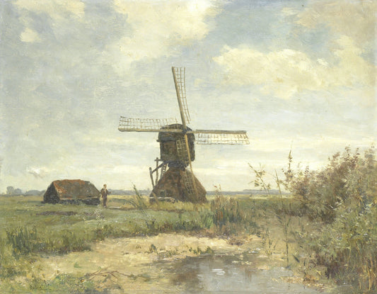 'Sunny Day', a Windmill on a Waterway – Paul Joseph Constantin Gabriël (mentioned on object) Vintage Landscape Art Print | Wall Art Poster