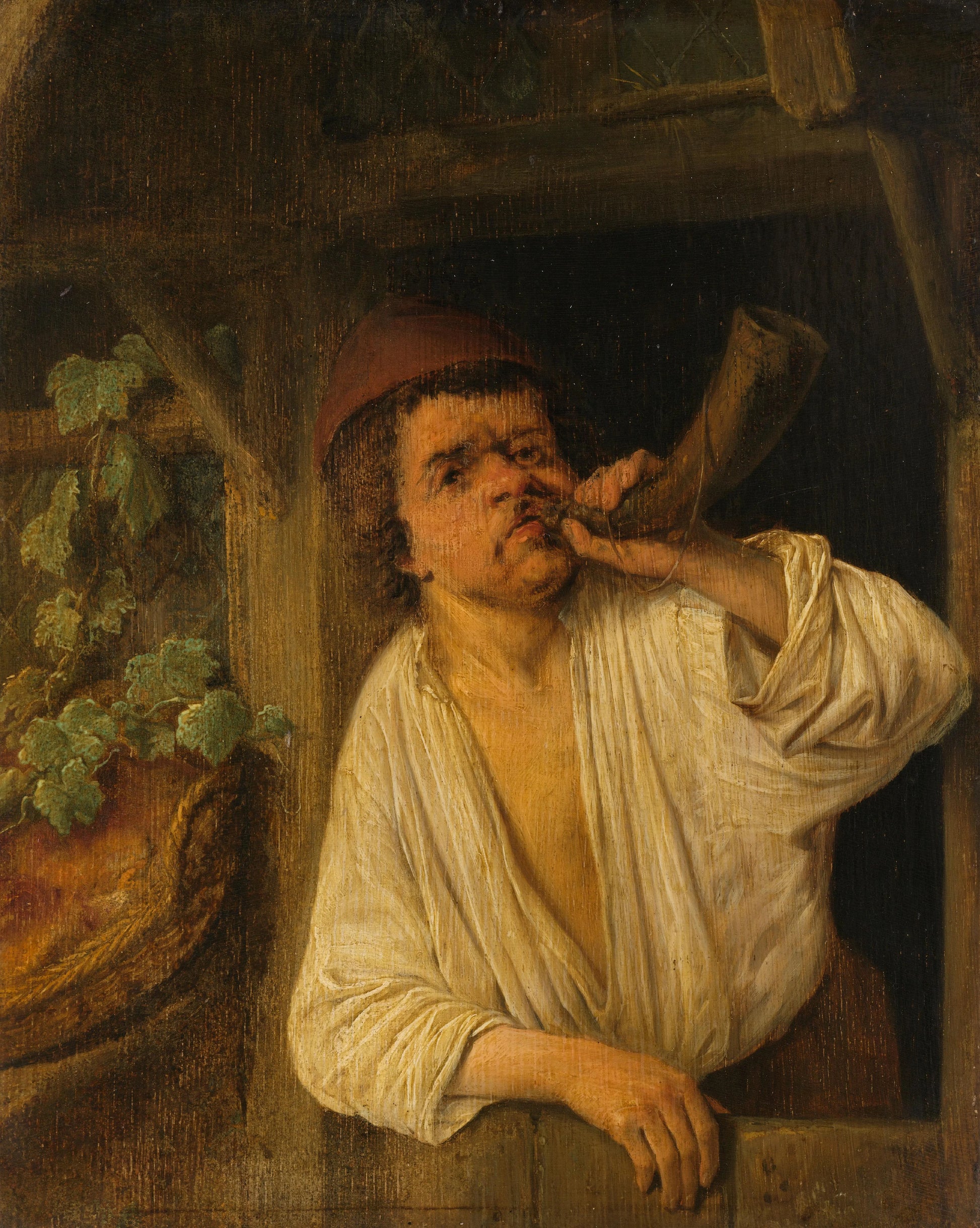 A Baker Sounding his Horn – Adriaen van Ostade Vintage Art Print | Wall Art Poster