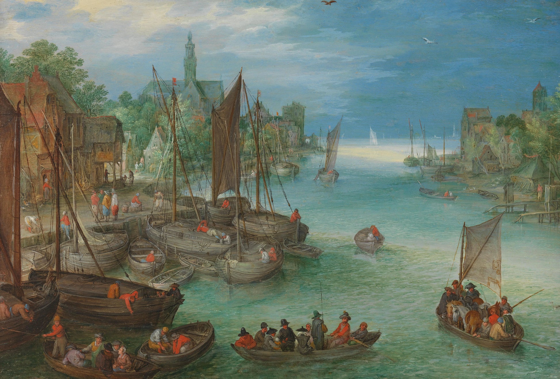 View of a City along a River – attributed to Jan Brueghel (I) Vintage Landscape Art Print | Wall Art Poster