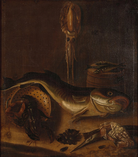 Still Life with Fish – A. van Doeff Vintage Still Life Art Print | Wall Art Poster
