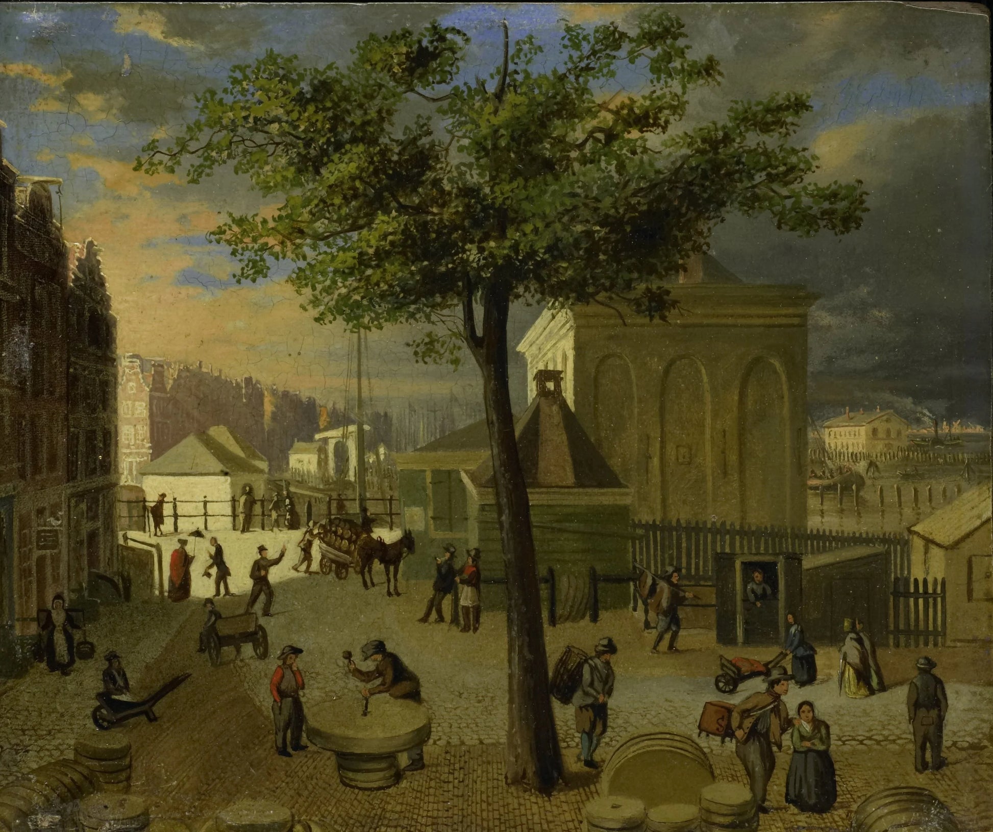 De Slijpsteenmarkt met het gebouw 'Het Zeerecht' te Amsterdam – anonymous Vintage Cityscape Art Print | Wall Art Poster