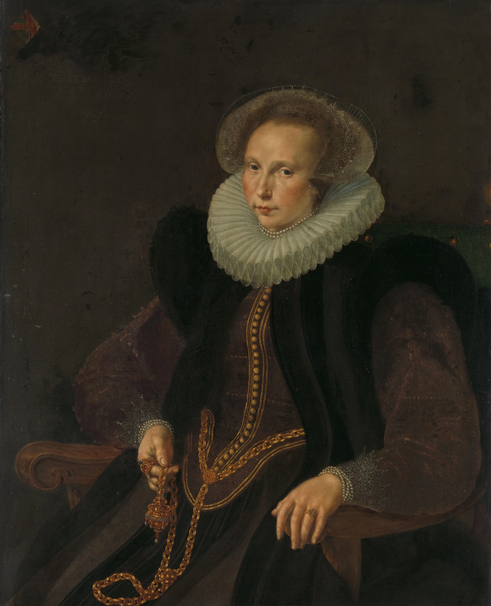Griete Jacobsdr van Rhijn (1585-1652), Wife of Jacob Cornelisz Banjaert, called van Neck – Cornelis Ketel (mentioned on object) Vintage Portrait Art Print | Wall Art Poster