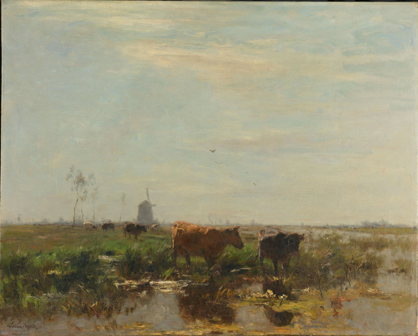 Meadow with Cows beside the Water – Willem Maris Vintage Landscape Art Print | Wall Art Poster