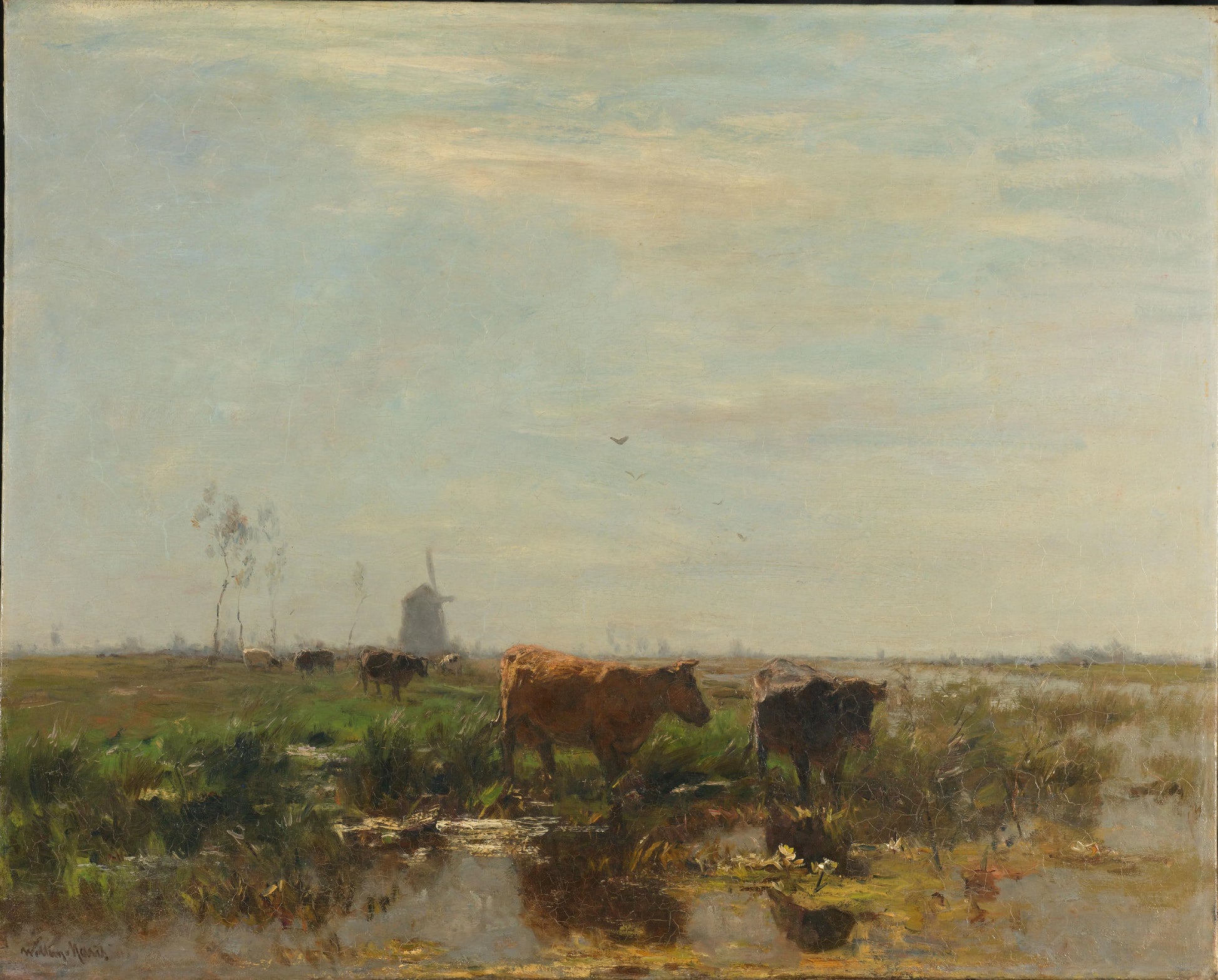 Meadow with Cows beside the Water – Willem Maris Vintage Landscape Art Print | Wall Art Poster