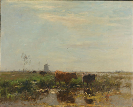 Meadow with Cows beside the Water – Willem Maris Vintage Landscape Art Print | Wall Art Poster