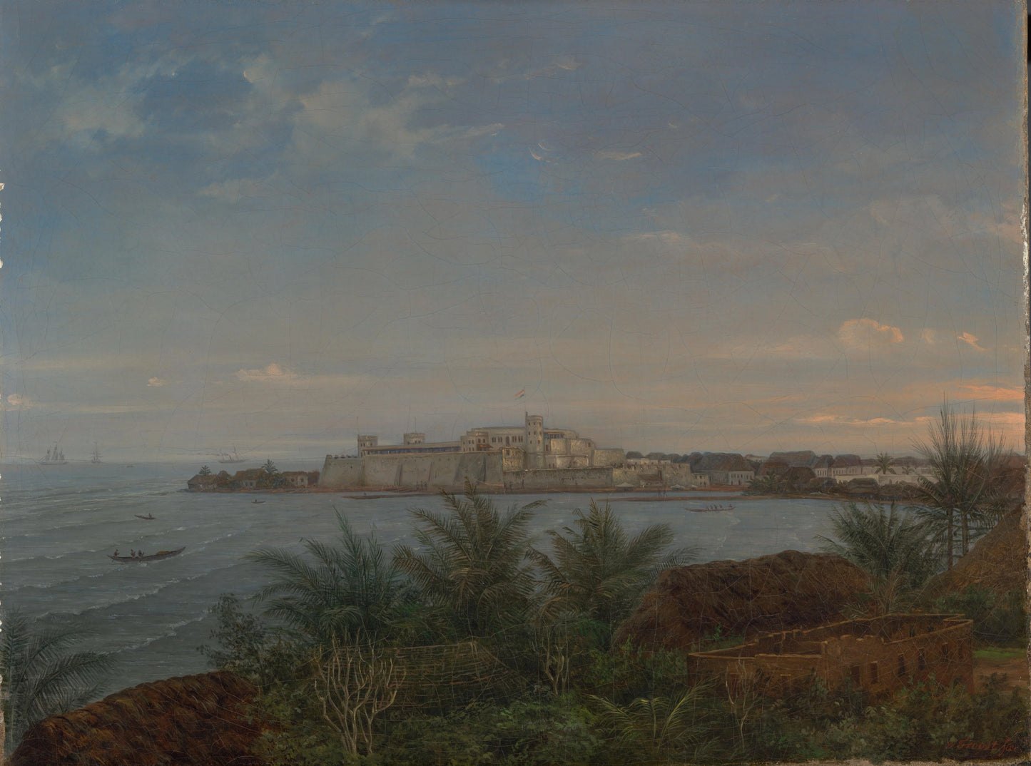 Gezicht op het Nederlandse kasteel van Elmina aan de Goudkust – Willem Troost (II) Vintage Art Print | Wall Art Poster