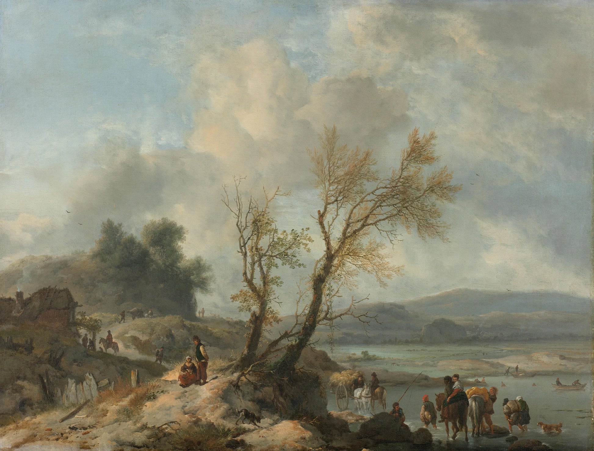 Landscape with a Sandy Path – Philips Wouwerman (vermeld op object) Vintage Landscape Art Print | Wall Art Poster