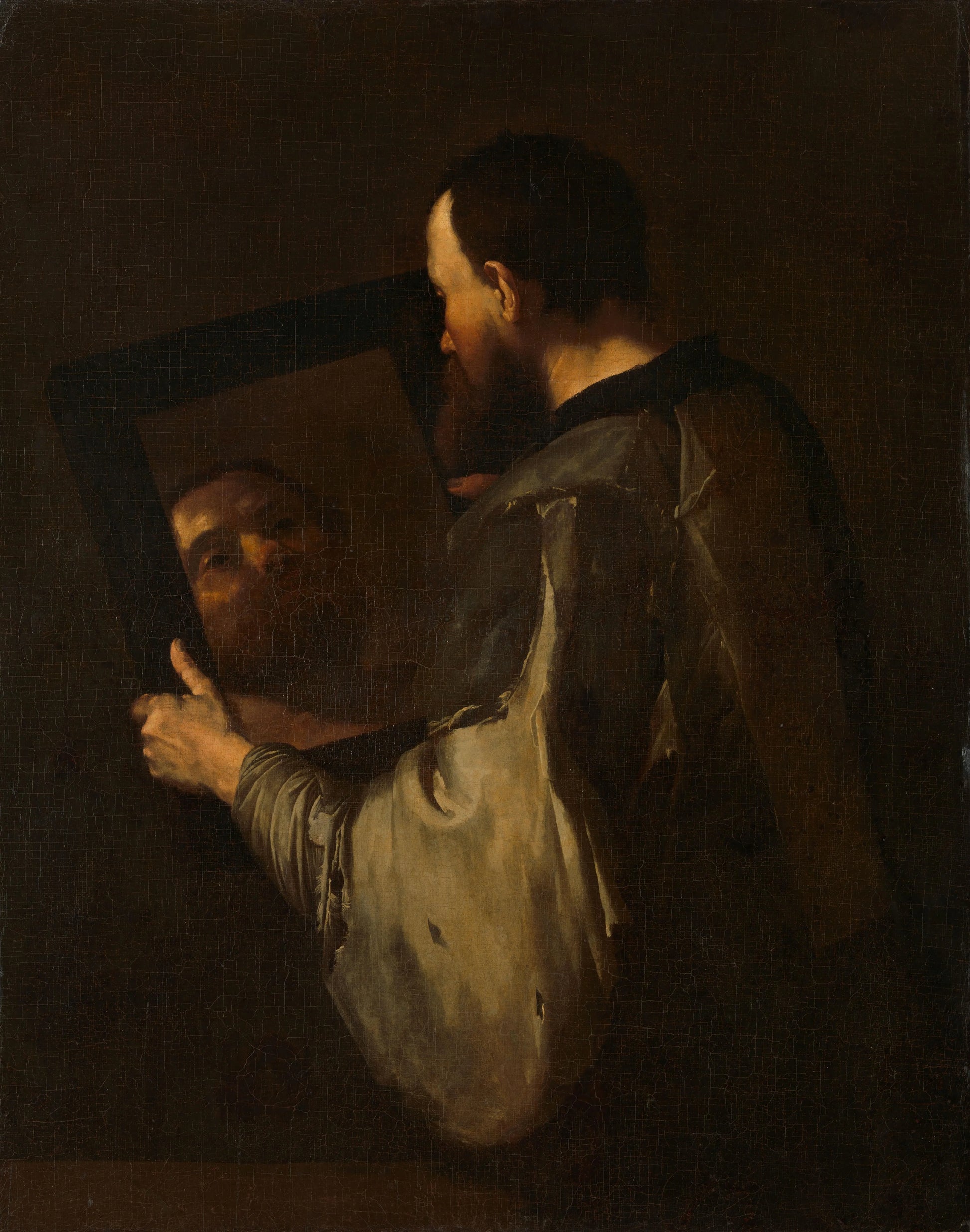 Philosopher with Mirror – kopie naar Jusepe de Ribera Vintage Art Print | Wall Art Poster