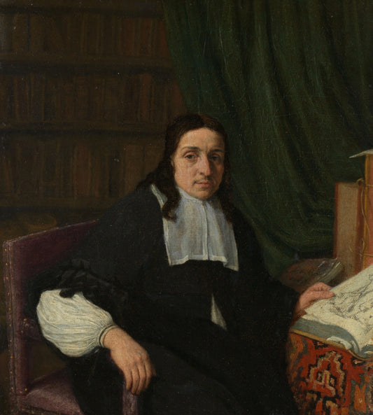 Portrait of a Collector, possibly Constantijn Sennepart (1625-1703) – Adriaen van Ostade (mentioned on object) Vintage Portrait Art Print | Wall Art Poster