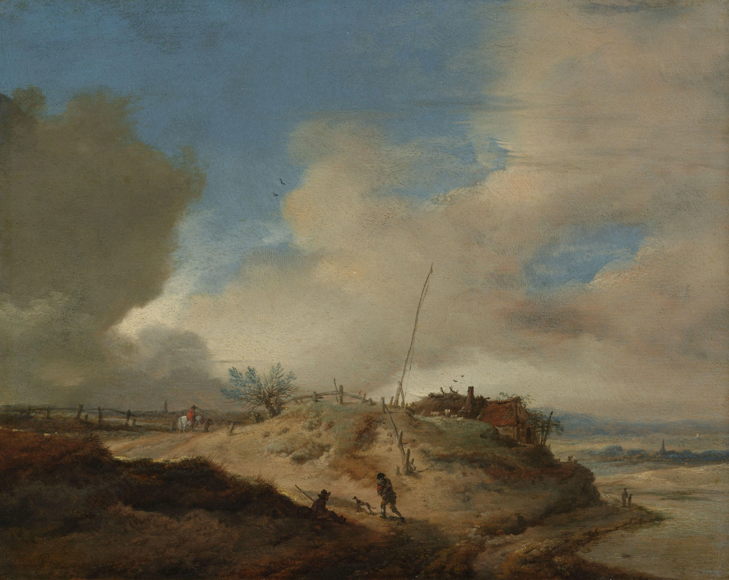 Dune Landscape with a Signal Post – Philips Wouwerman (mentioned on object) Vintage Landscape Art Print | Wall Art Poster