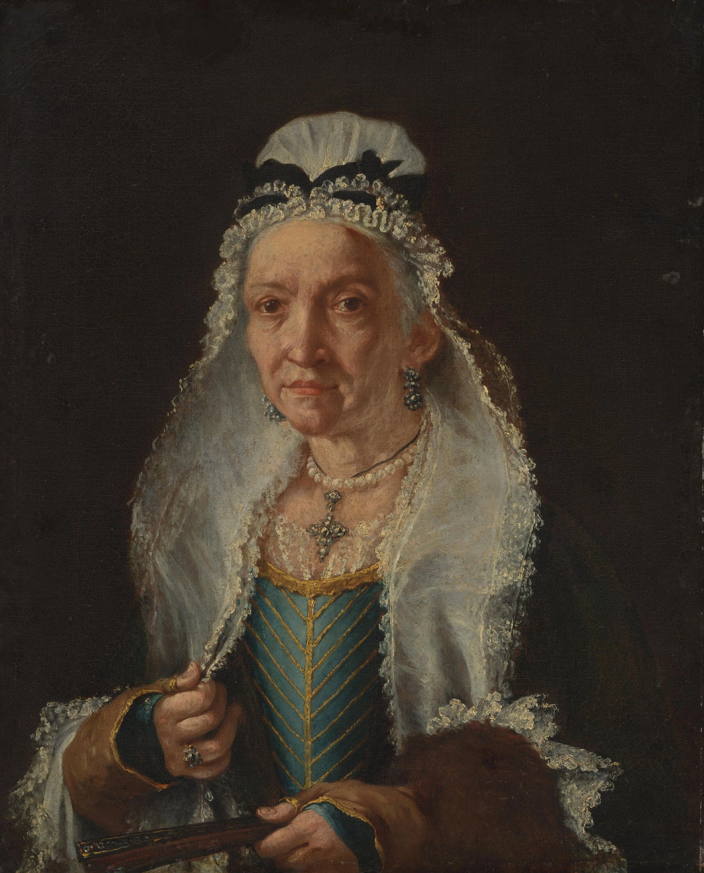 Portrait of an Old Lady – omgeving van Vittore Ghislandi Vintage Portrait Art Print | Wall Art Poster