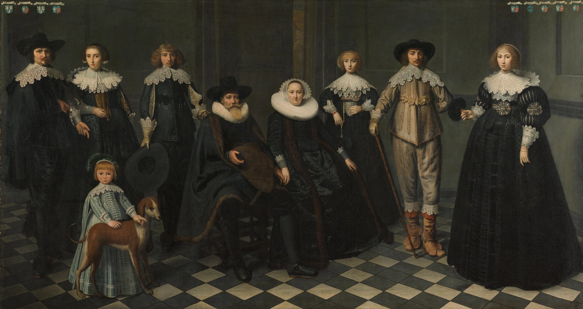 Portrait of the Family of Dirck Jacobsz Bas (1569-1637), Burgomaster of Amsterdam, and Margriet Snoeck (1588-1645) – Dirck van Santvoort Vintage Portrait Art Print | Wall Art Poster