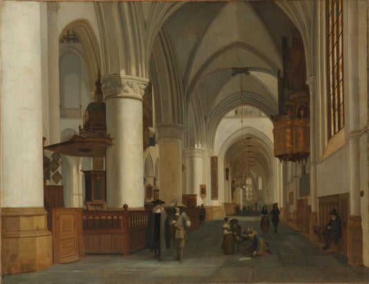 Interior of the Church of St Bavo in Haarlem – Job Adriaensz Berckheyde Vintage Art Print | Wall Art Poster