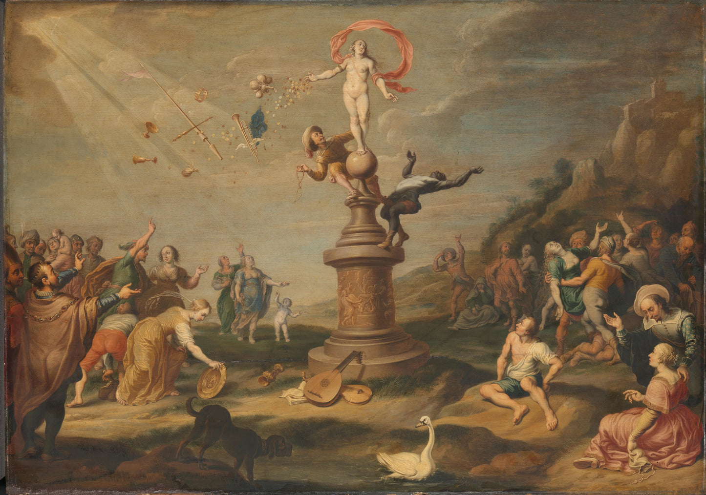 The Goddess Fortuna Bestowing her Gifts – attributed to Simon Flocquet Vintage Art Print | Wall Art Poster