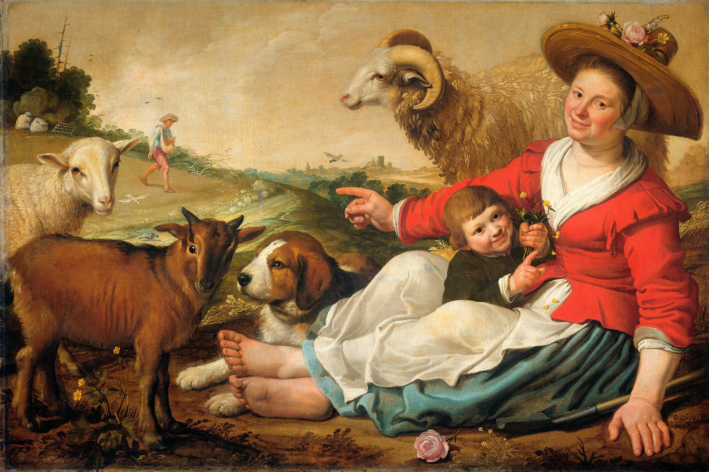 The Shepherdess – Jacob Gerritsz Cuyp (signed by artist) Vintage Art Print | Wall Art Poster