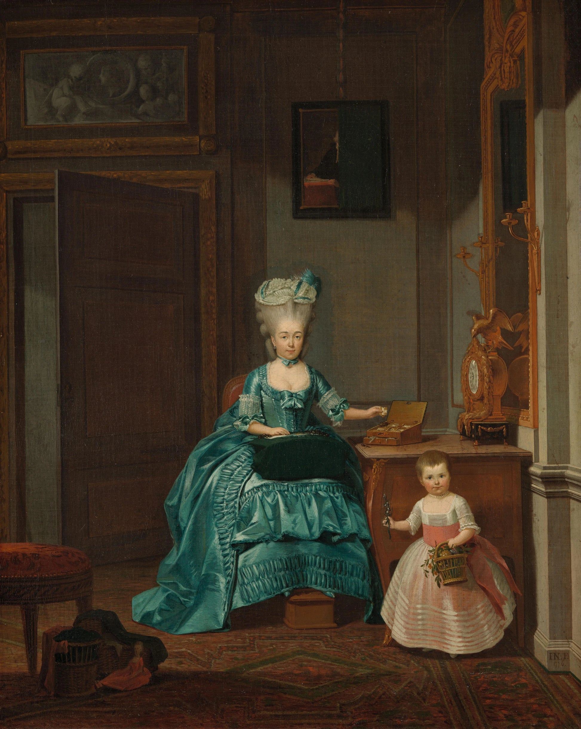 Portrait of Suzanna Cornelia Mogge with her daughter Johanna Ferdinanda van Collen – Hermanus Numan Vintage Portrait Art Print | Wall Art Poster