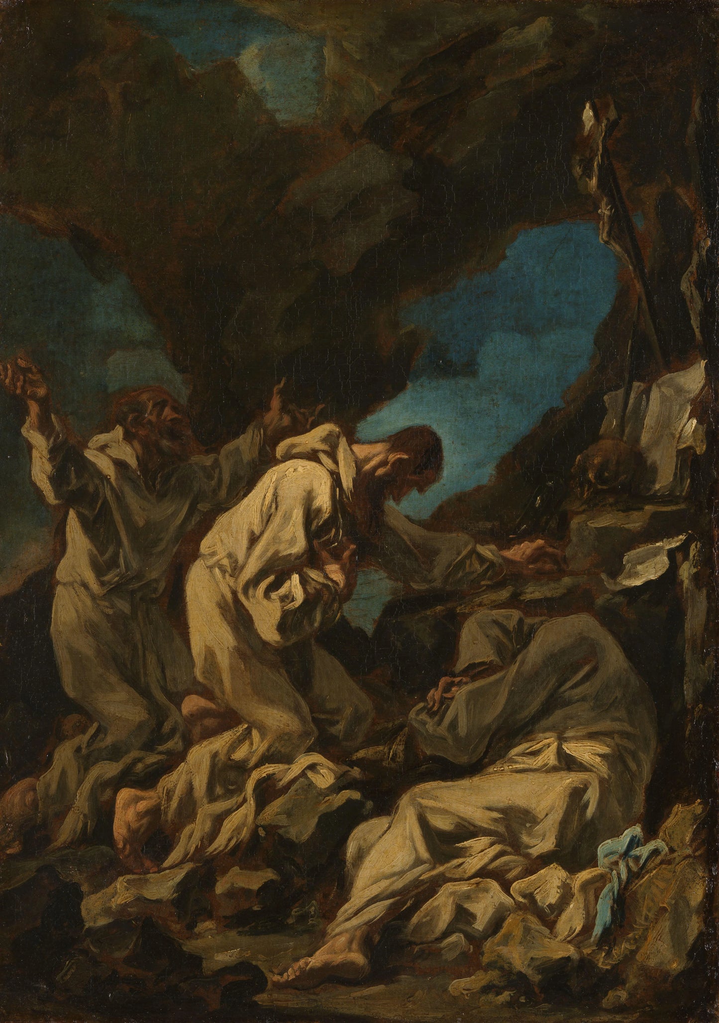 Three Camaldolese Monks in Ecstatic Prayer – Alessandro Magnasco Vintage Art Print | Wall Art Poster