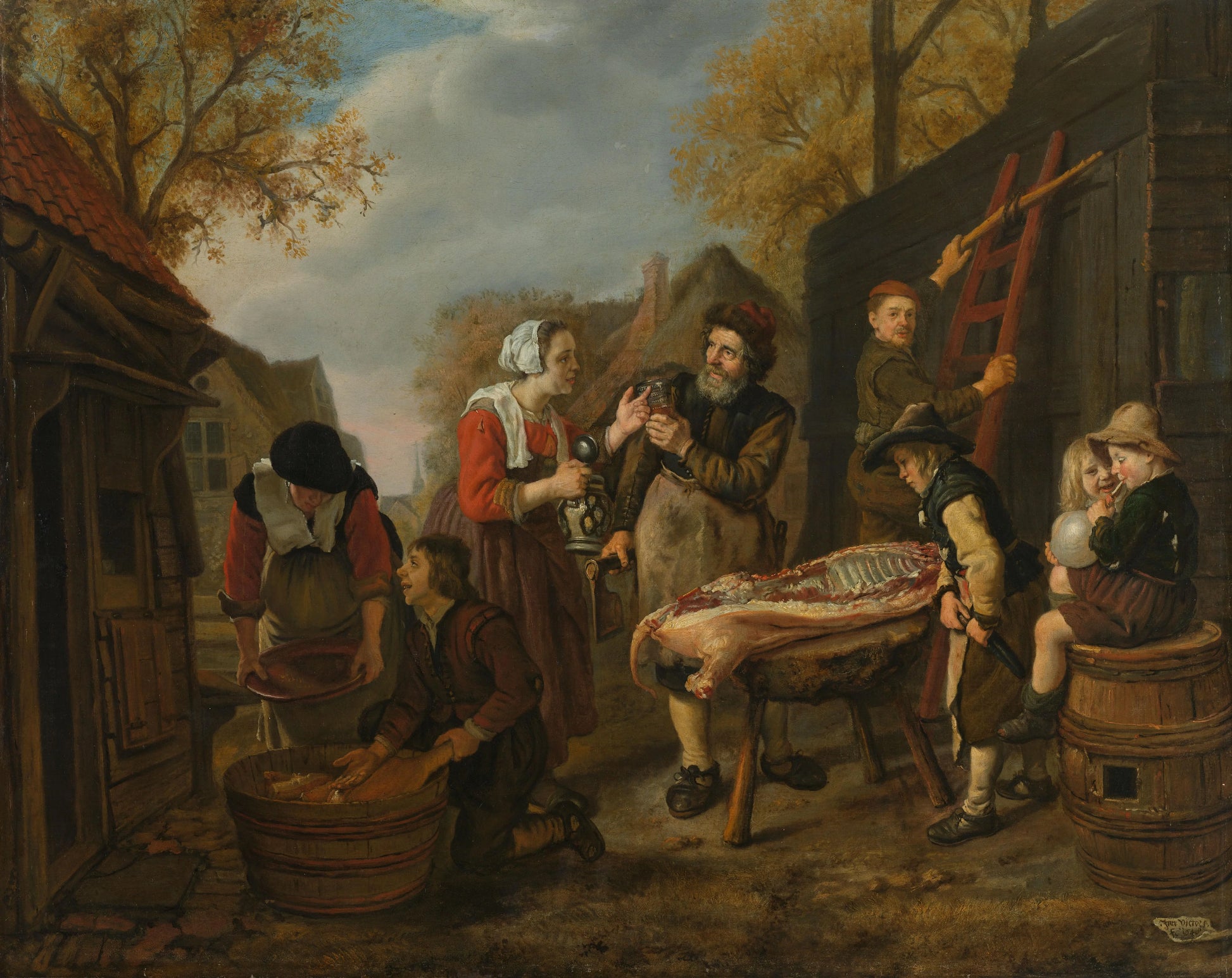 Butchering a Pig – Jan Victors Vintage Art Print | Wall Art Poster