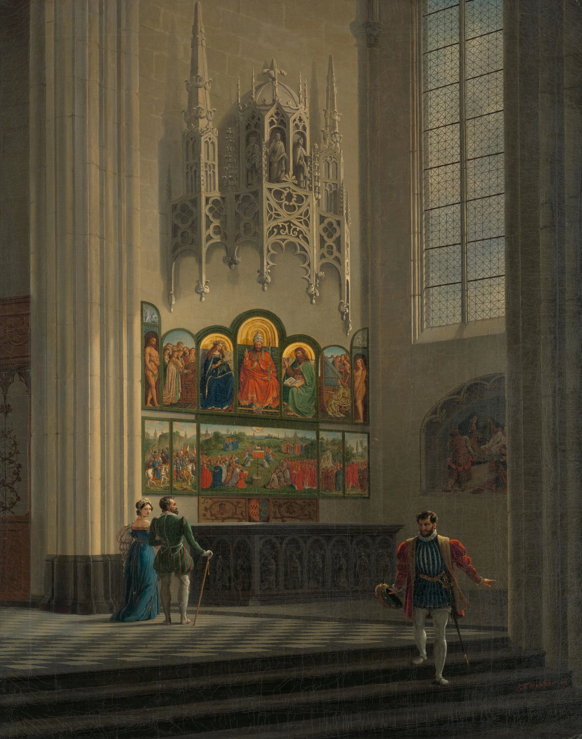 The Ghent Altarpiece by the van Eyck Brothers in St Bavo Cathedral in Ghent – Pierre François De Noter Vintage Art Print | Wall Art Poster