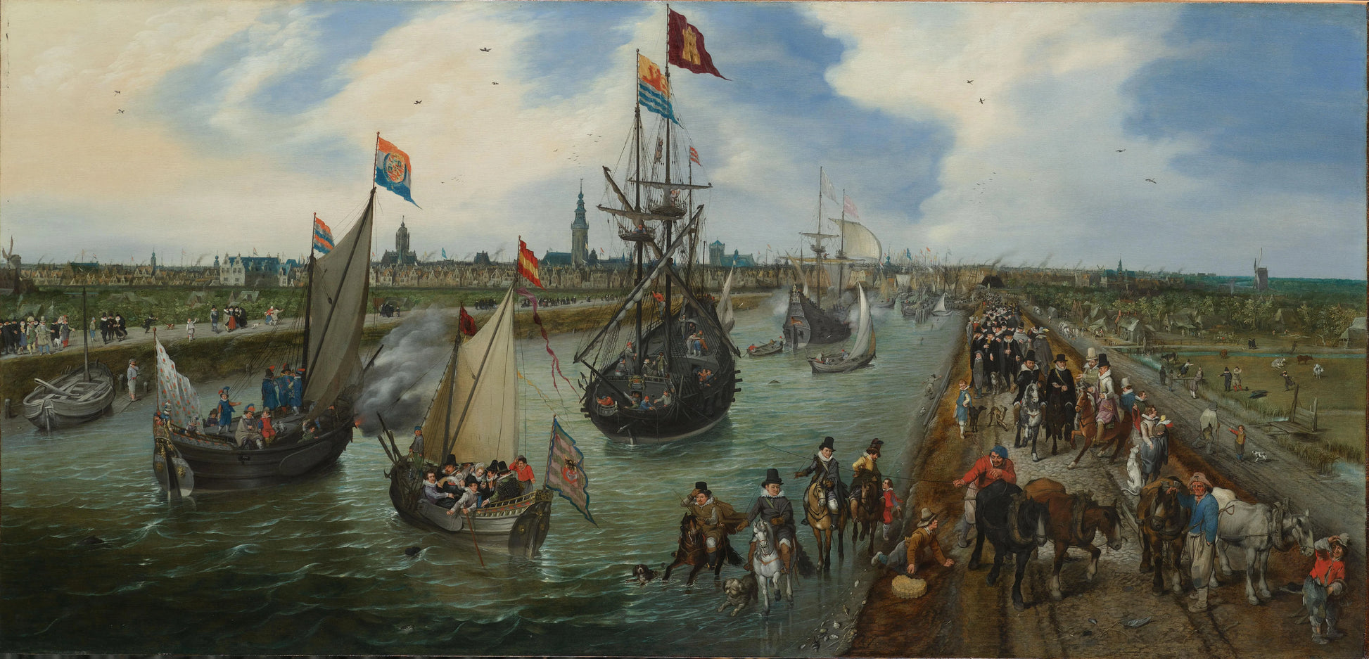 The Departure of a Dignitary from Middelburg – Adriaen Pietersz van de Venne Vintage Harbour Scene Art Print | Wall Art Poster