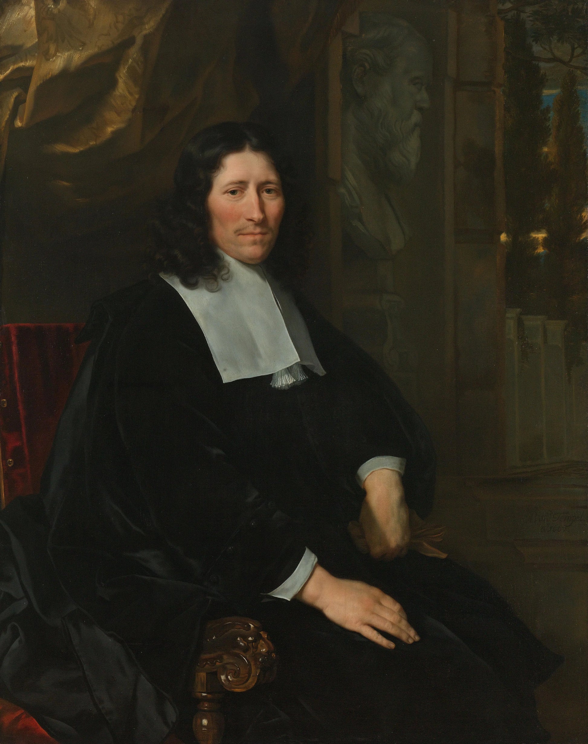 Portrait of Pieter de la Court – Abraham van den Tempel (vermeld op object) Vintage Portrait Art Print | Wall Art Poster