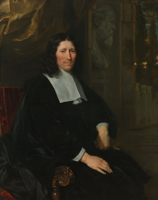 Portrait of Pieter de la Court – Abraham van den Tempel (vermeld op object) Vintage Portrait Art Print | Wall Art Poster