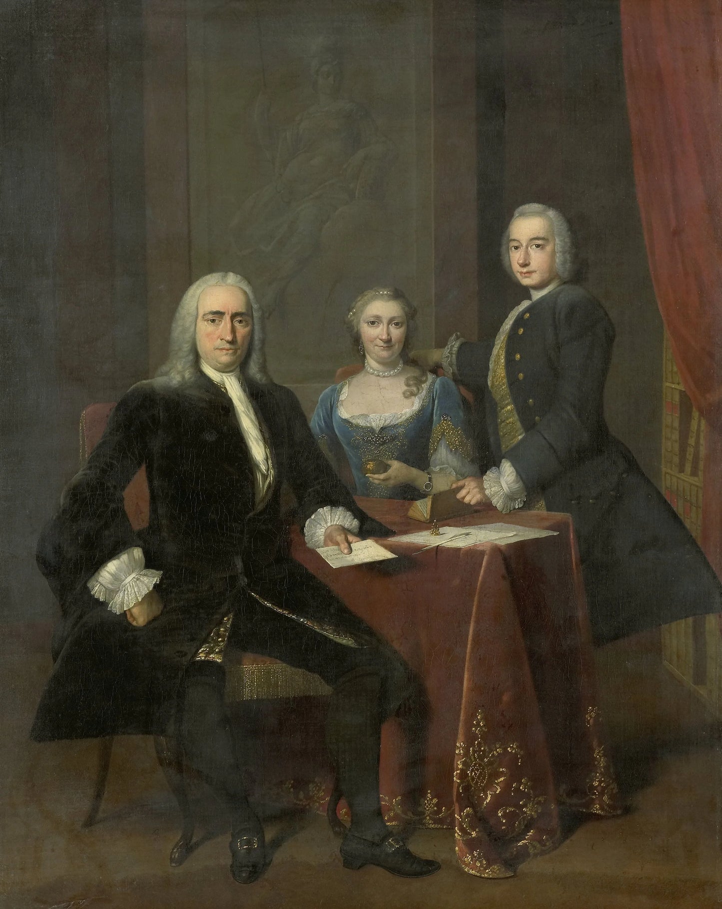 Family Group in an Interior – Frans van der Mijn Vintage Portrait Art Print | Wall Art Poster