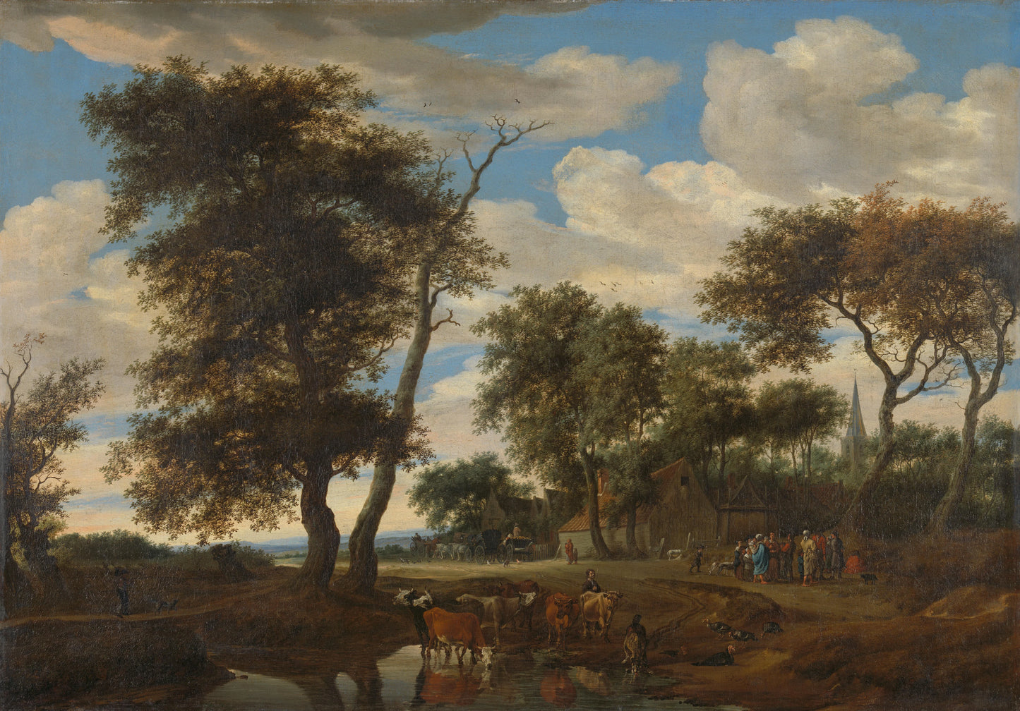 View of a village – Salomon van Ruysdael (signed by artist) Vintage Cityscape Art Print | Wall Art Poster