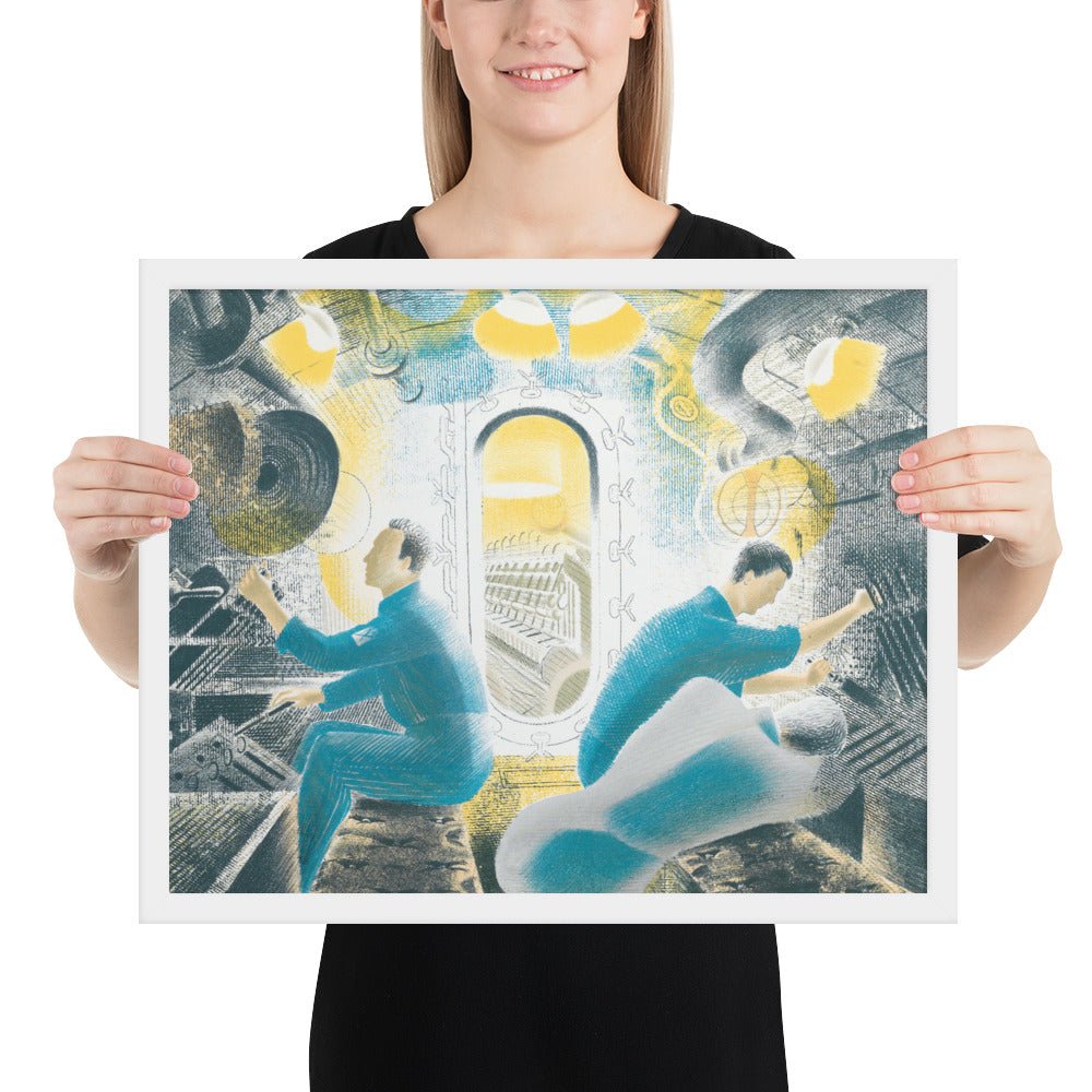 Diving Controls Number 1 1941 HMS Dolphin Submarine WW2 by Eric Ravilious, Framed poster