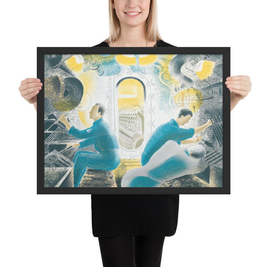 Diving Controls Number 1 1941 HMS Dolphin Submarine WW2 by Eric Ravilious, Framed poster